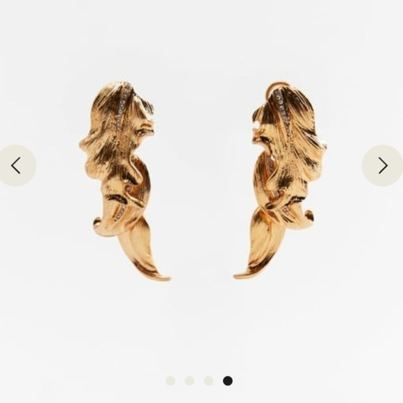 ZARA SPARKLY LEAF EARRINGS GOLD - Picture 3 of 6